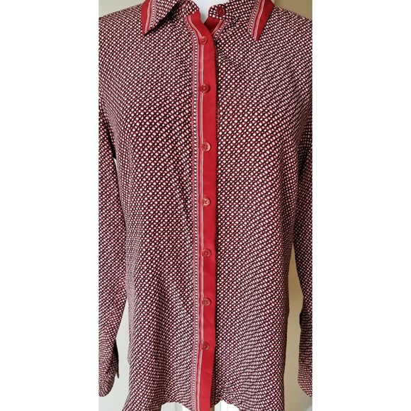 Equipment Femme Black Red Checker Silk Sz Small - Picture 3 of 4